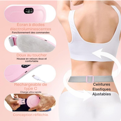 Coussin Chauffant Menstruel, Soulagement des Crampes Abdominales et Lombaires avec Massage Vibrant