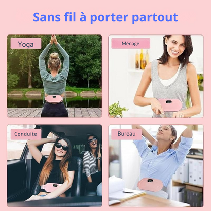 Coussin Chauffant Menstruel, Soulagement des Crampes Abdominales et Lombaires avec Massage Vibrant