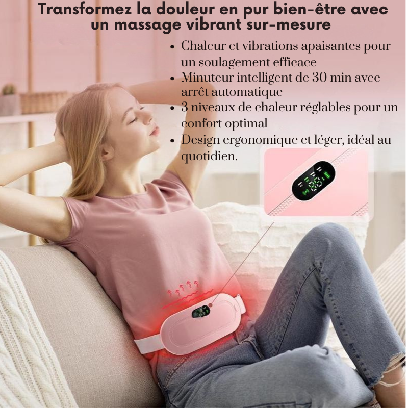 Coussin Chauffant Menstruel, Soulagement des Crampes Abdominales et Lombaires avec Massage Vibrant