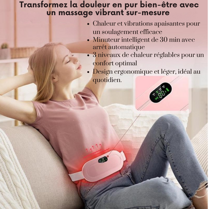 Coussin Chauffant Menstruel, Soulagement des Crampes Abdominales et Lombaires avec Massage Vibrant